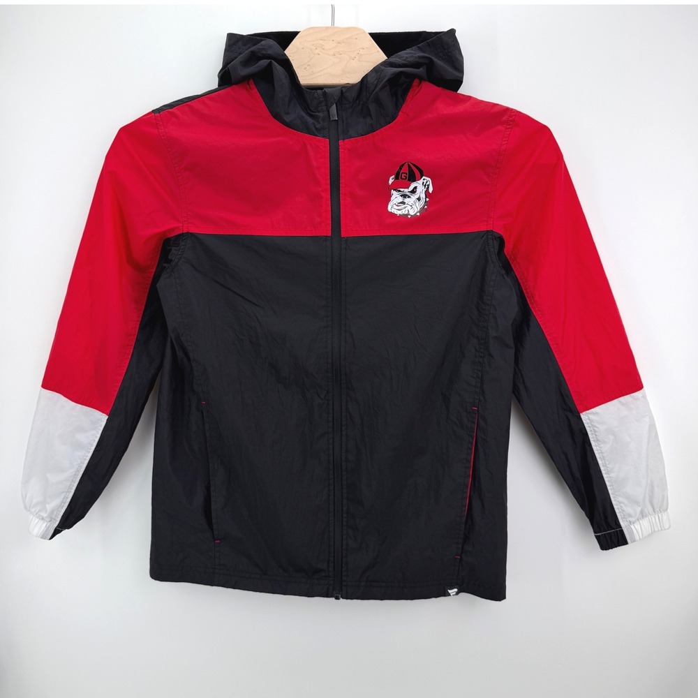 Fanatics Georgia Bulldogs Windbreaker Mens Medium Red Black Hooded Full Zip UGA